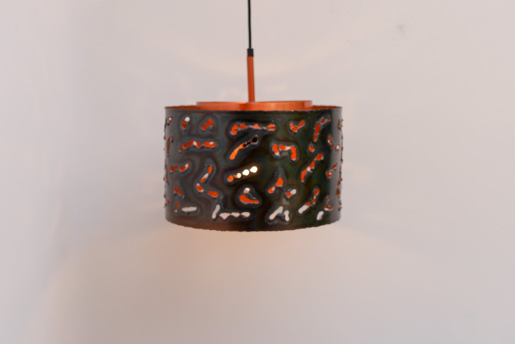 Brutalist copper pendant lamp from Boréns, 1970s