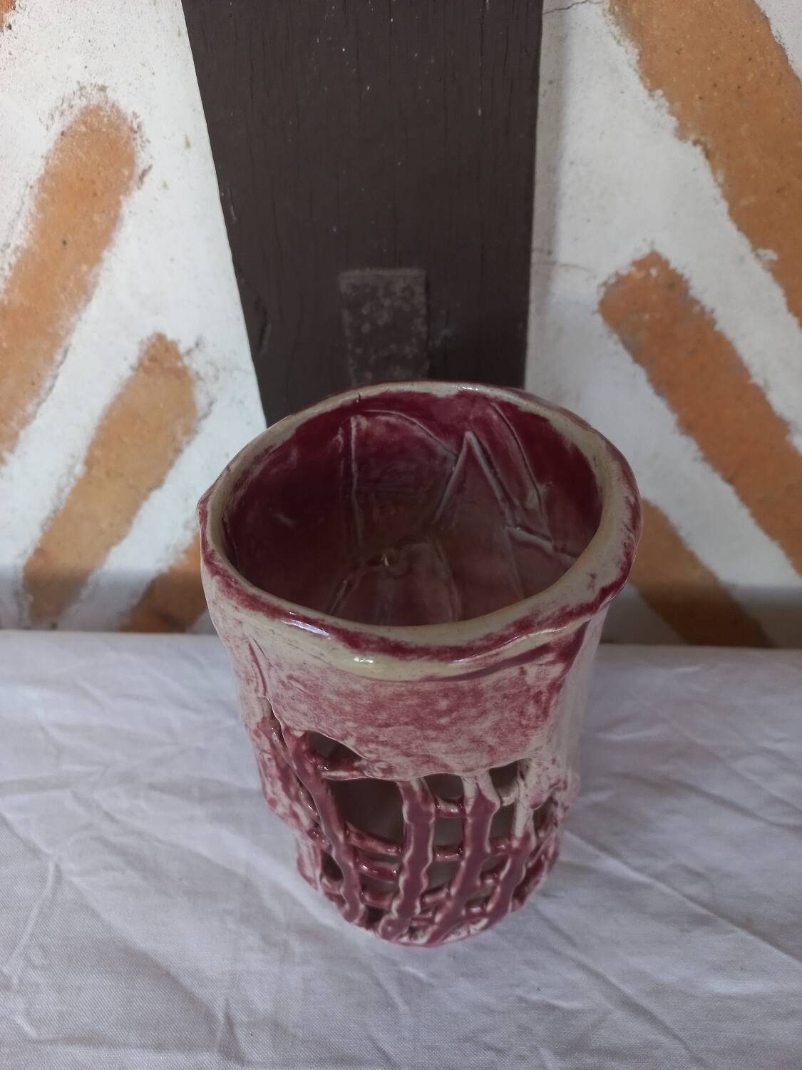 Original enamelled earthenware vase