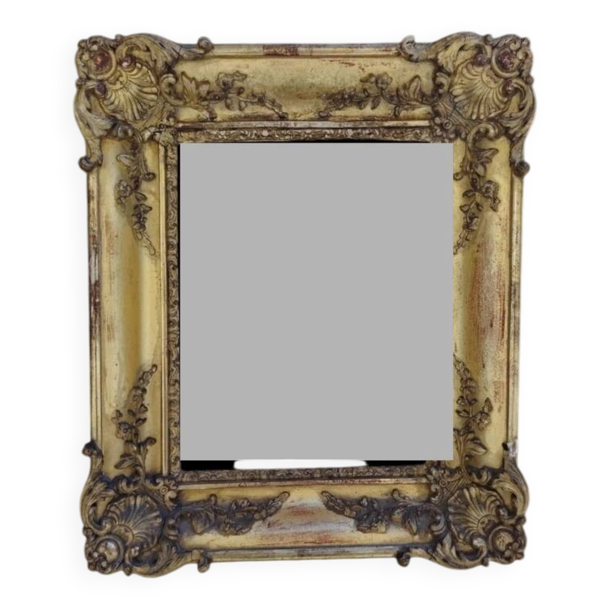 miroir Baroque Fin XIXe Siècle En Bois Et Gypse Doré