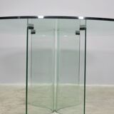Round tempered glass table, 80s