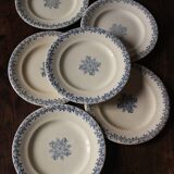 Un lot de 6 petites assiettes Terre de Fer bleu Clairefontaine Grec