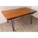 Vintage extendable dining table in wood and metal base, 1950