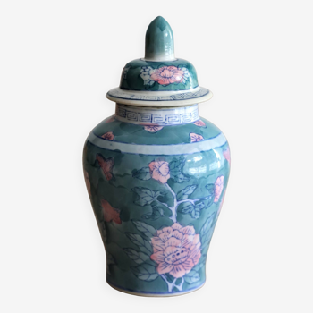 Ceramic tea or ginger pot with floral decoration