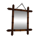 Small old turned wood mirror with bamboo effect