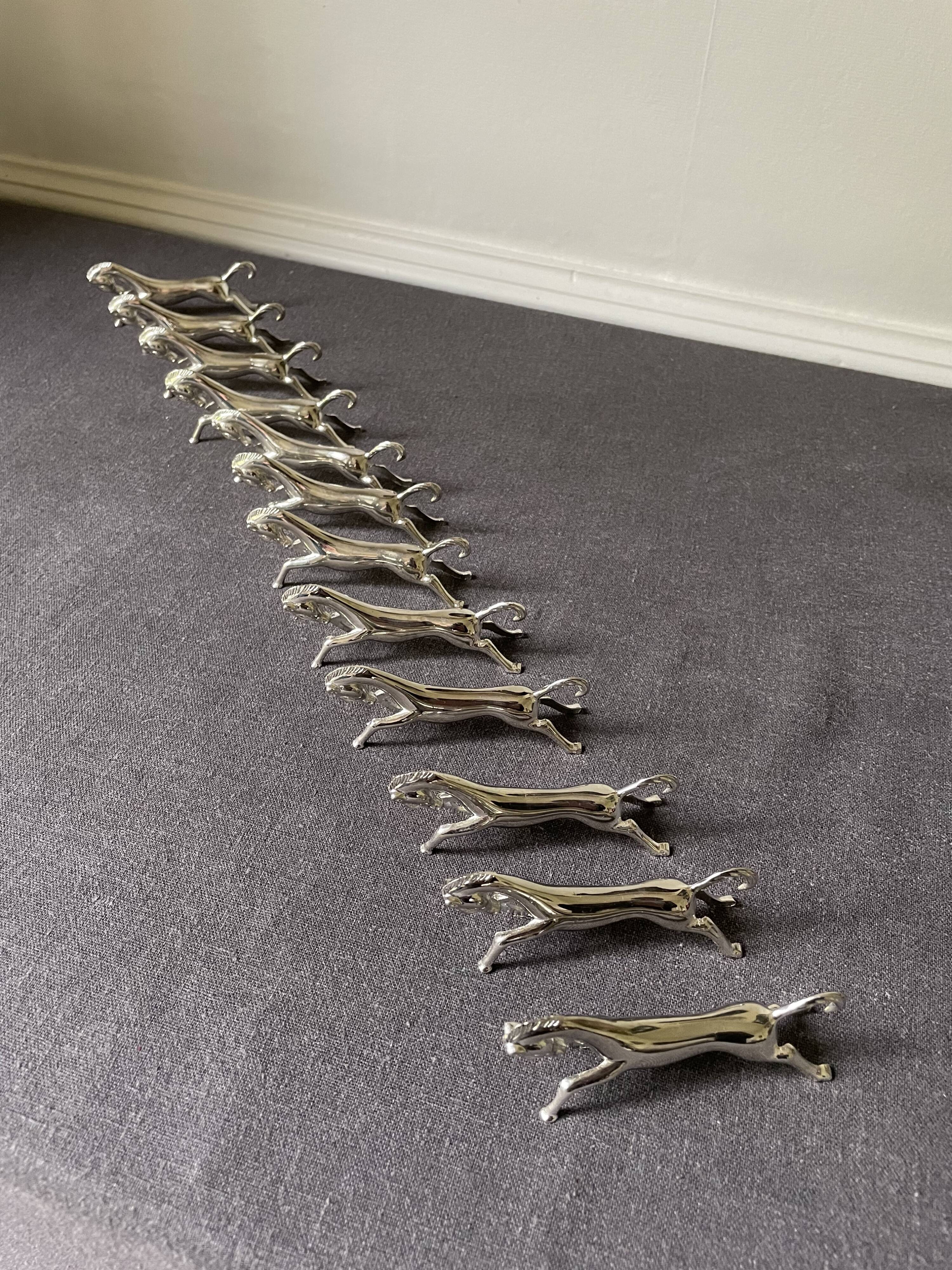 Vintage silver metal horse knife holder