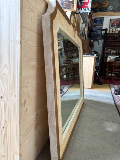 Large antique mirror Maison Fournier in white marble – 137 x 115 cm