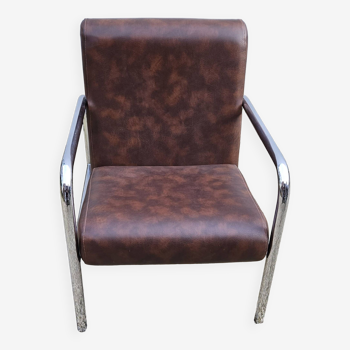 Vintage armchair in brown Skai