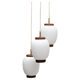 Bent Karlby "China" pendant lights, 3 lights, teak and glass, Lyfa, Denmark, 1960.