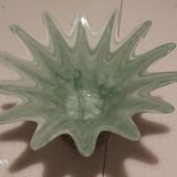 Murano-style opalescent glass basket with a silver metal base