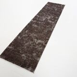 Tapis de course vintage turc en laine douce, gris foncé, 2x10