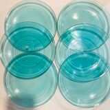 X6 turquoise glass plates Arcoroc-france-retro-cuisine-vintage