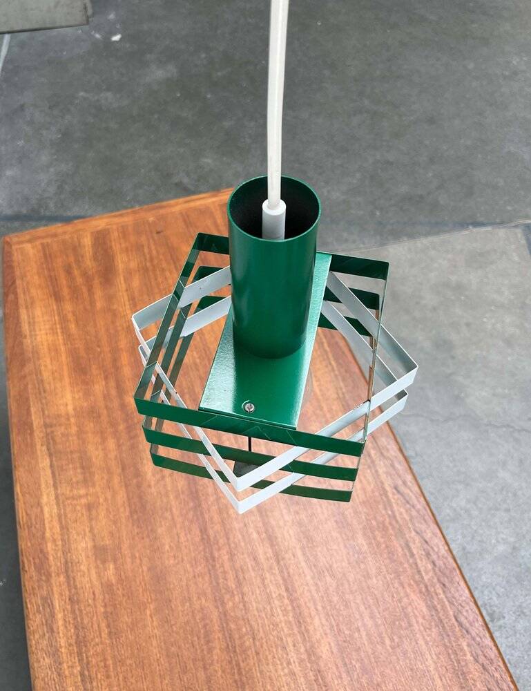 Modern metal lamella pendant lamp from the mid-century in the style of J. J. M. Hoogervorst for Anvia, 1960s.