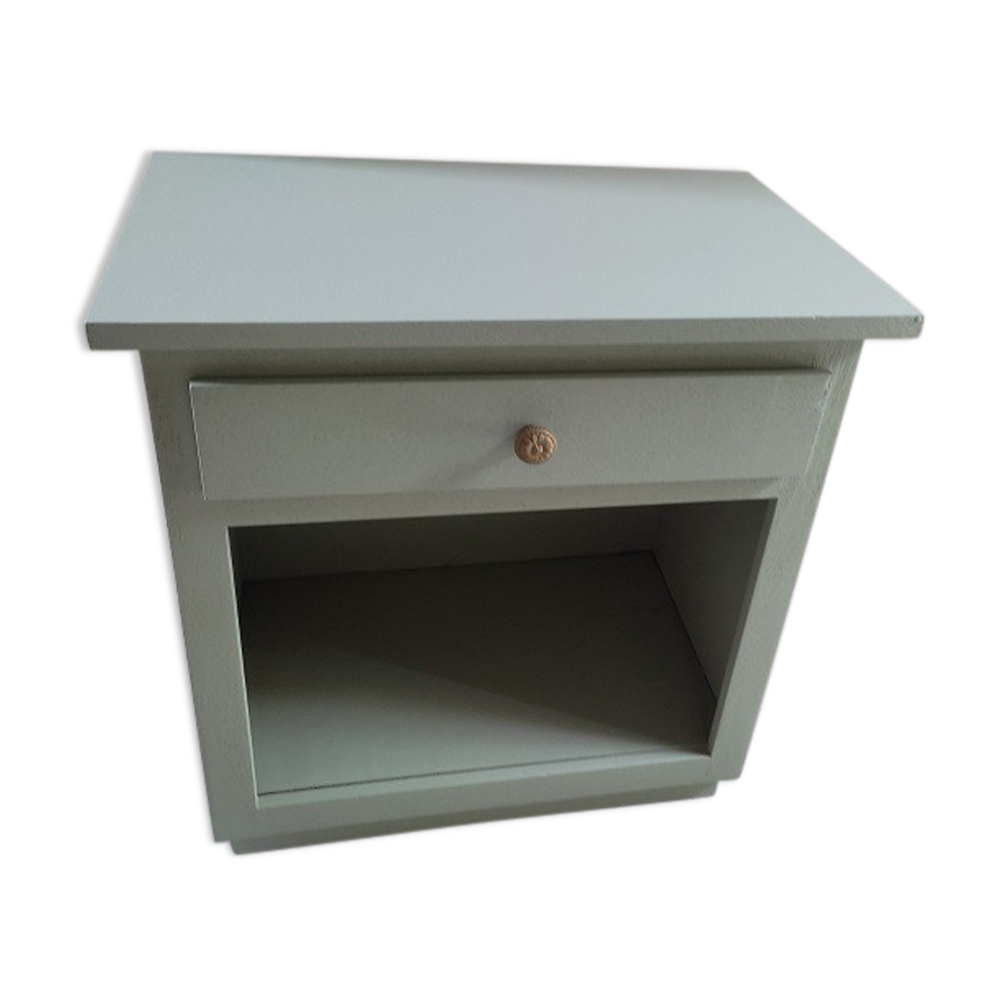 Bedside table wood restyled pale green