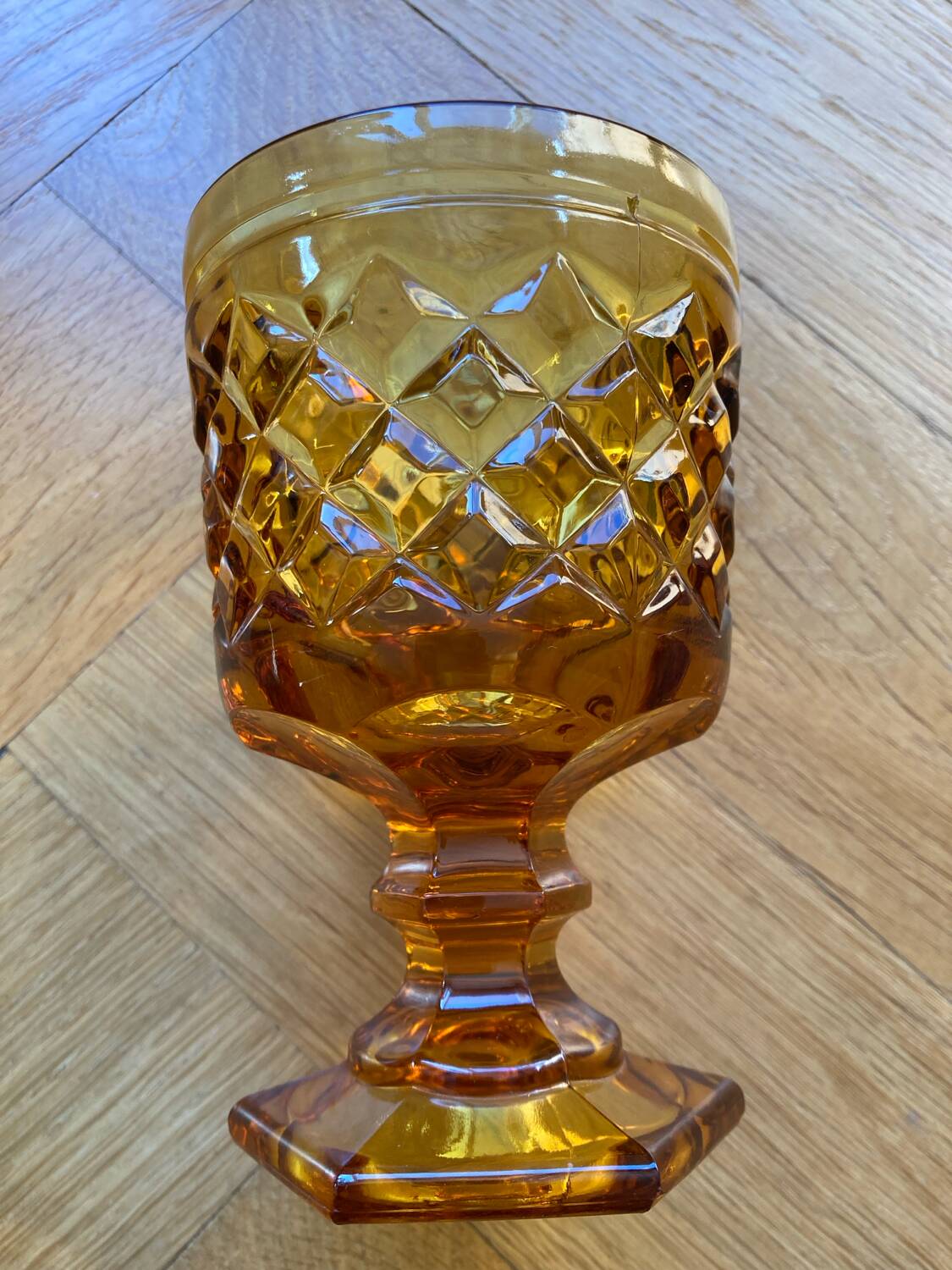 Medieval style amber stemmed glasses