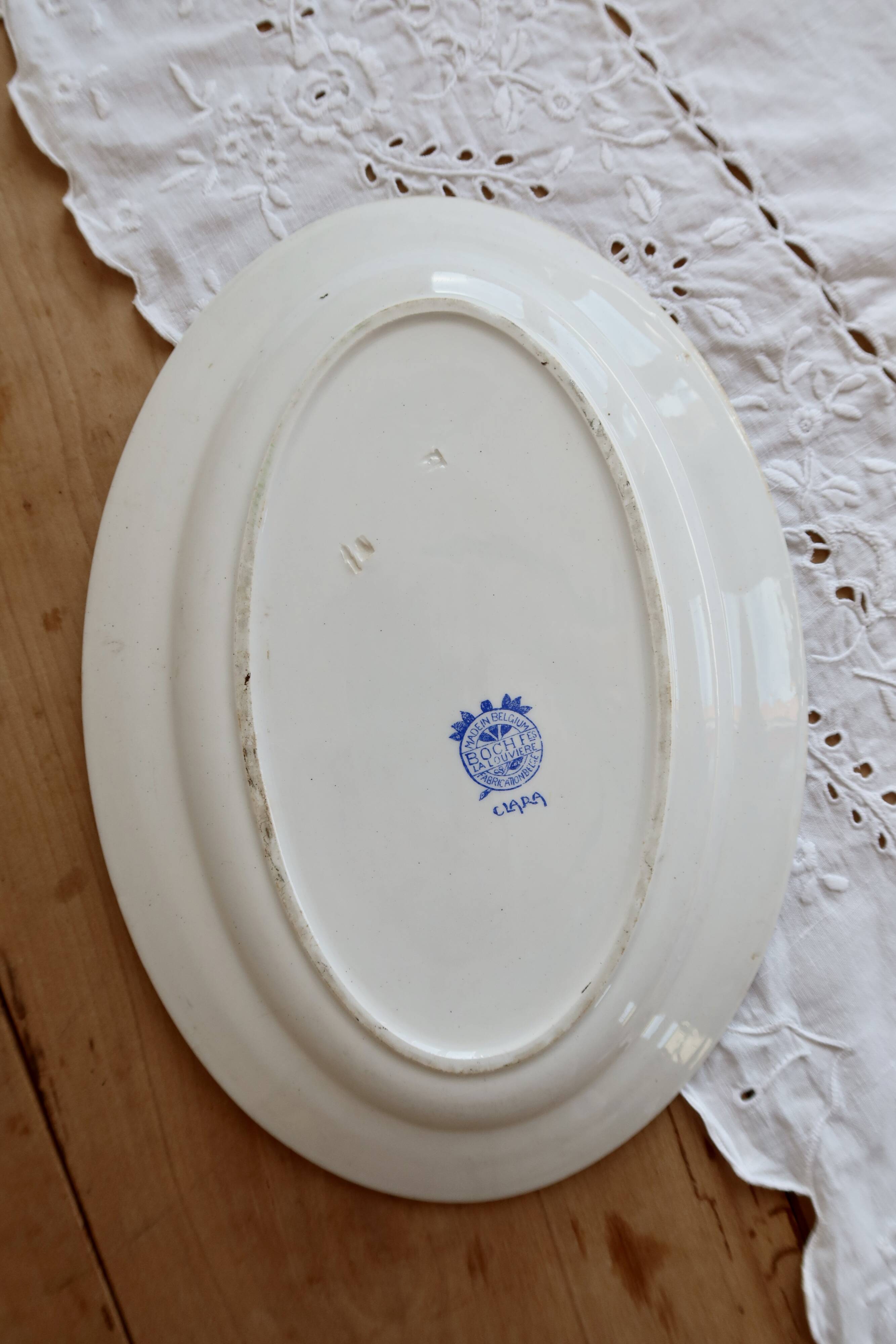 Antique oval plate, ironstone Boch La Louvière Clara.