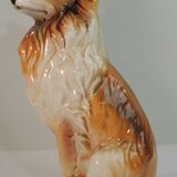 Vintage Ceramic Sitting Collie Dog Sculpture