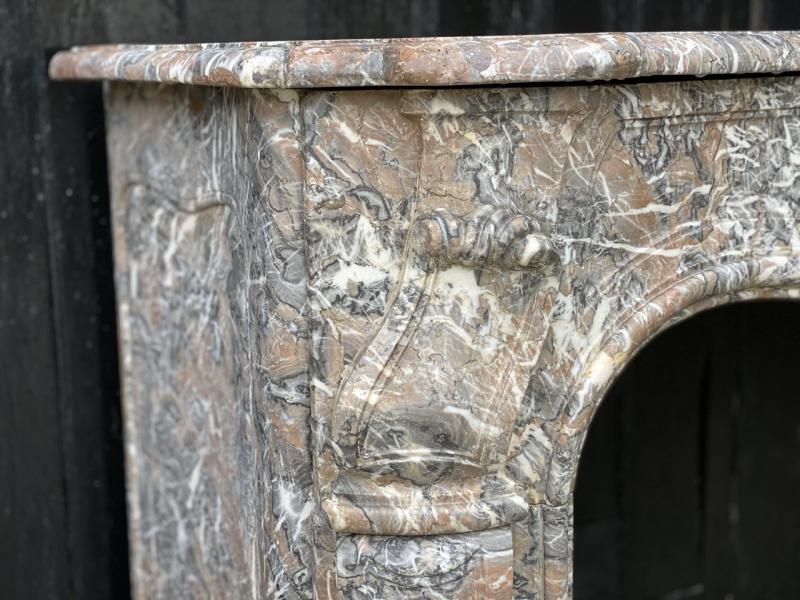 Louis XV Style Fireplace In Grey Marble Of the Ardennes