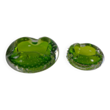 Green Sommerso Murano Glass Ashtrays, Italy, 1960s, Set of 2
