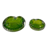 Green Sommerso Murano Glass Ashtrays, Italy, 1960s, Set of 2