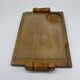 Wood and bamboo vintage plateau, glass, 1960