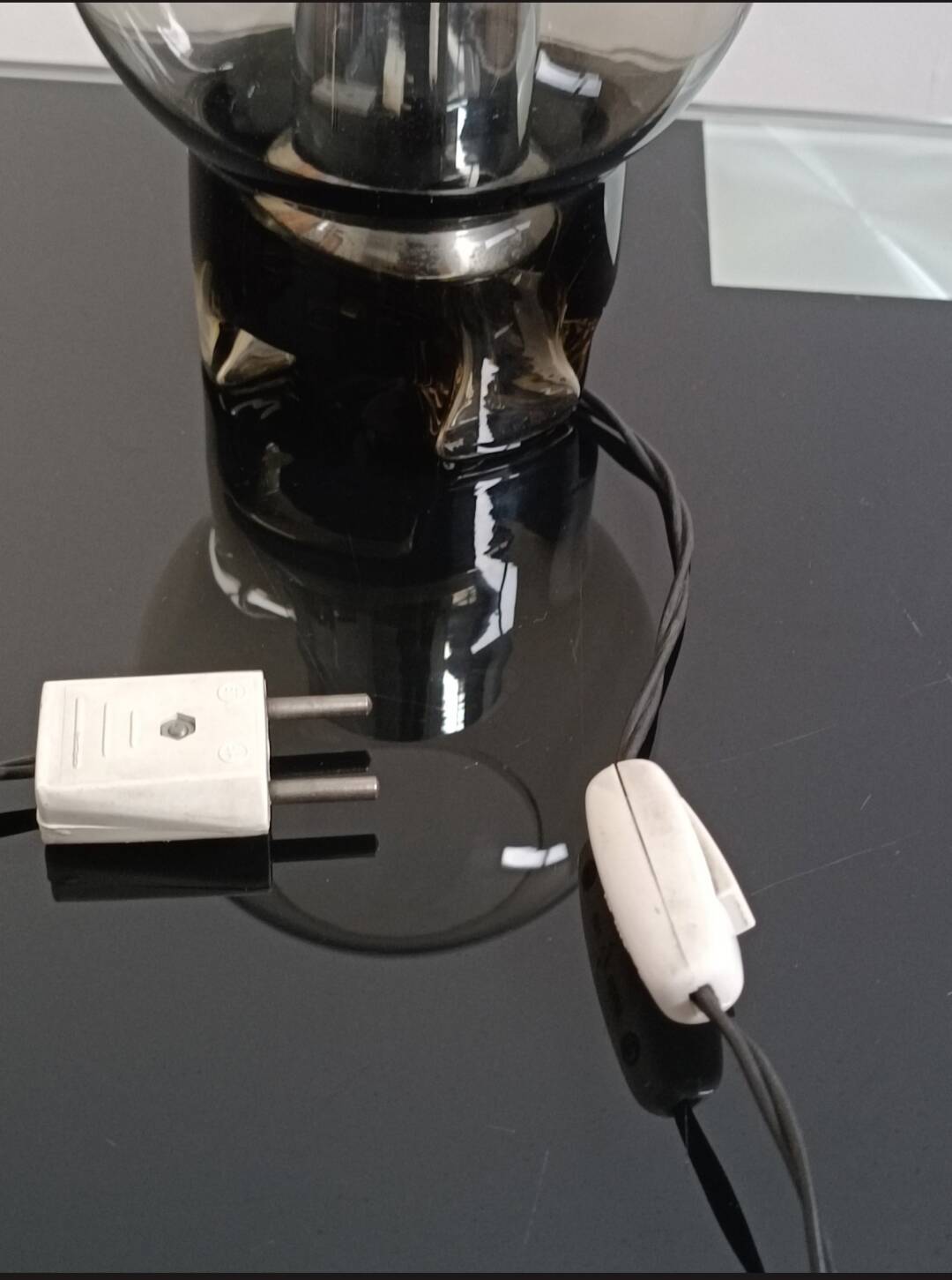 Smoked glass table lamp by Sussmuth Leuchten 1970s