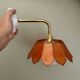 Vintage angled wall lamp with mother-of-pearl lampshade and vintage tulip in white glass