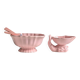 Vintage powder pink earthenware duo. Salins les Bains. 1950s.