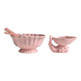 Duo de faïence vintage rose poudré.Salins les Bains.Annees 50.