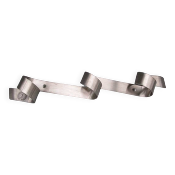Wall-mounted coat/towel rack in brushed steel - BURKA design - Stockholm
