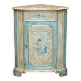 Vintage corner buffet hand-painted in French style with a marble top.