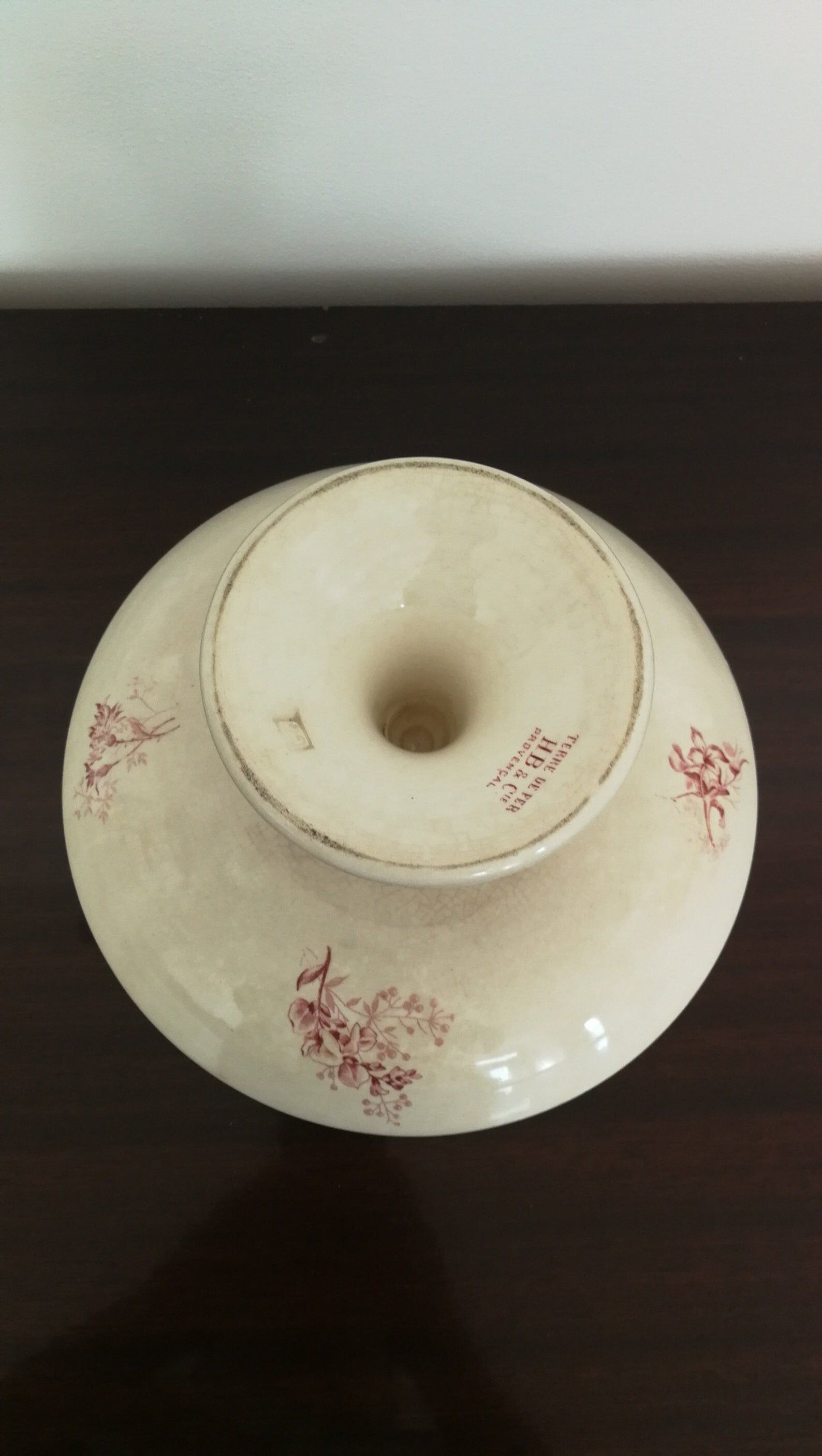 HB Compotier - Provençal Co. Terre de Fer Rouge Flowers Vintage Cake Dish