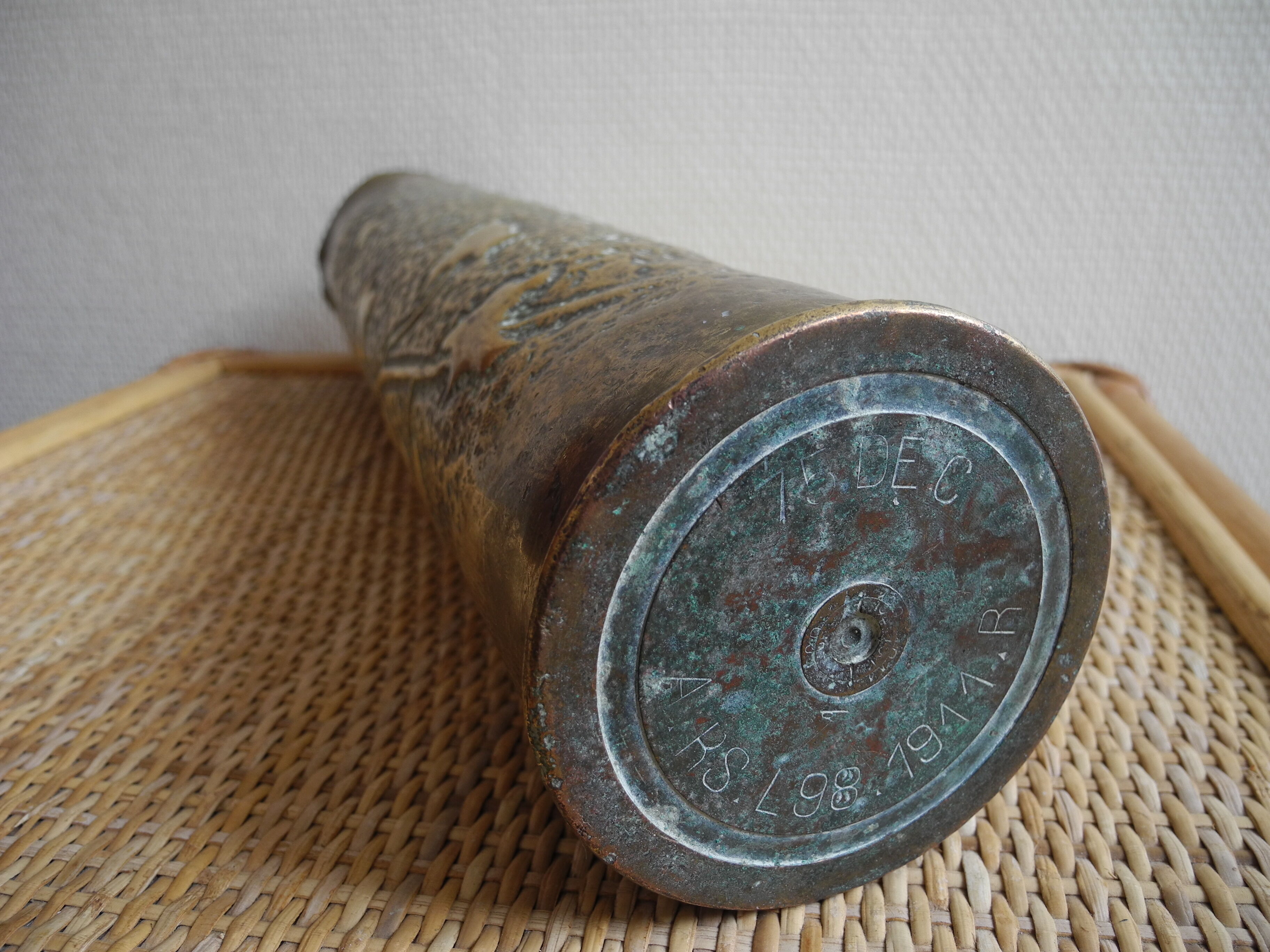 Vase socket engraved art trenches ww1 trench art