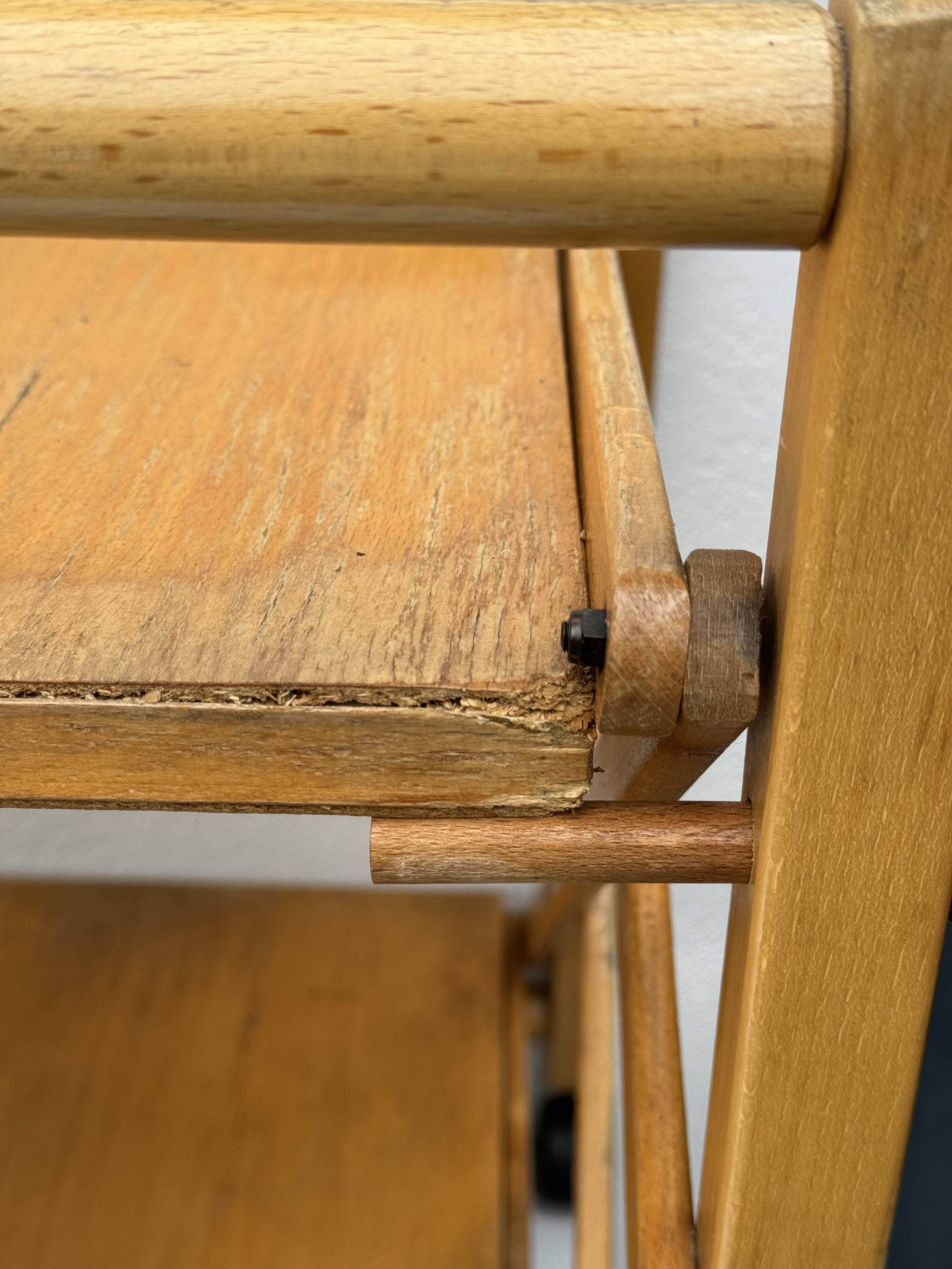 Vintage Foldable Pine Wood Serving Cart