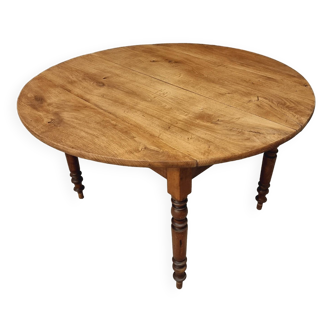 Table ronde antique Table à manger française en chêne 125 cm de diamètre
