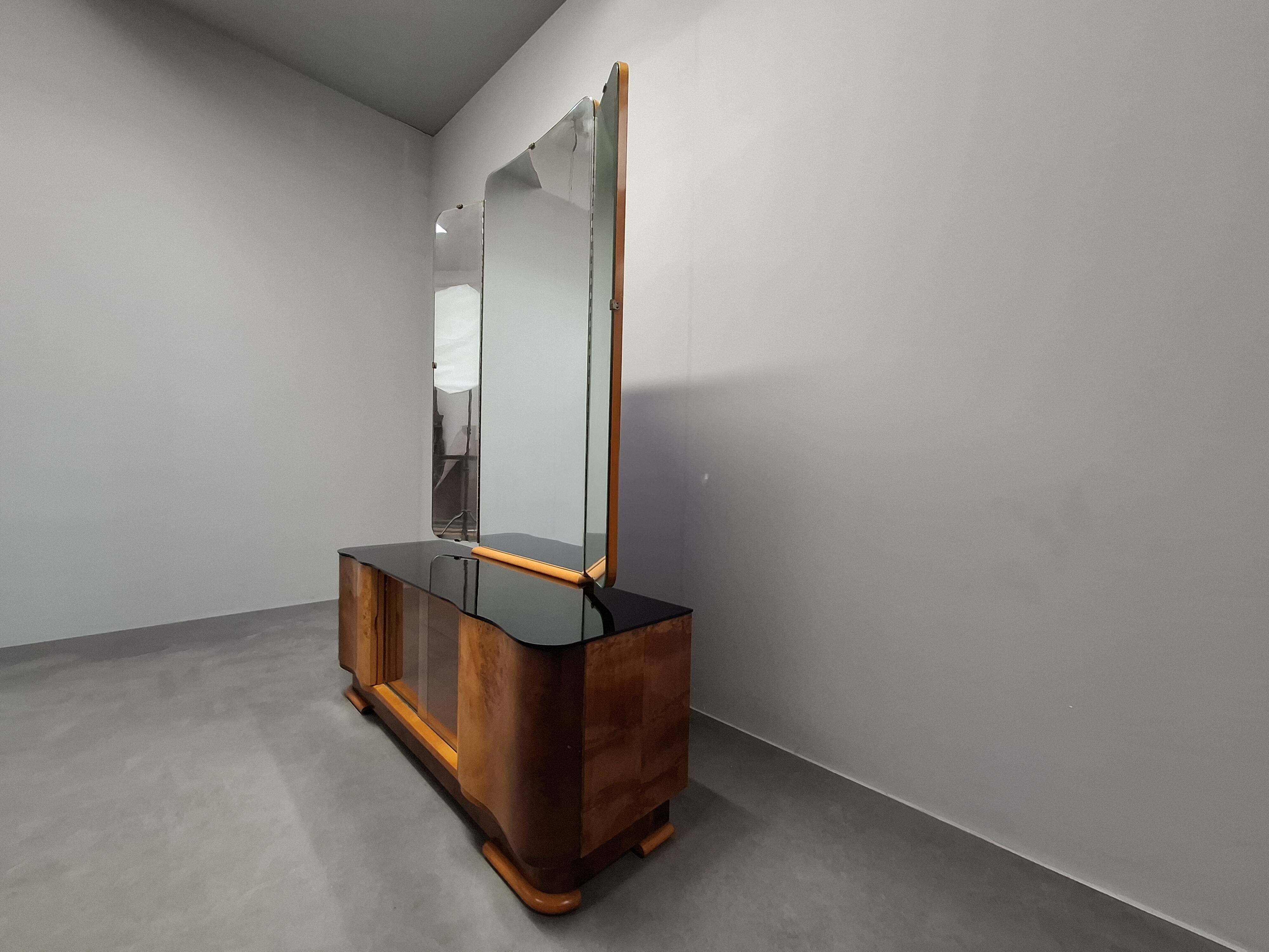 Art Deco Vanity Cabinet Attributed to Jindřich Halabala, Czechoslovakia, 19