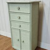 Vintage rattan and solid wood ragpicker