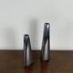 Duo of silver aluminum candle holders, Ikea 1980