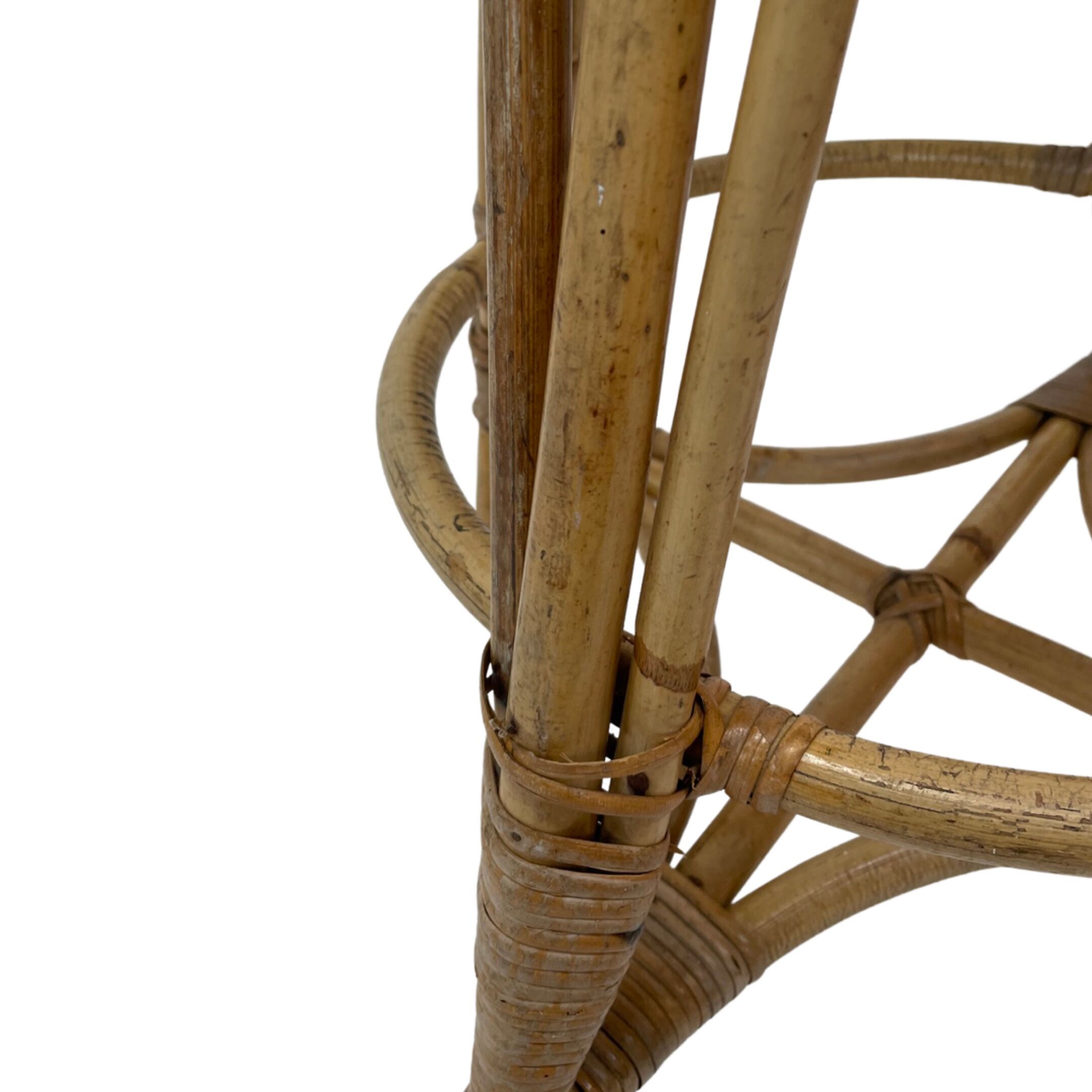 Tabouret vintage en rotin des années 60