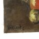 Still Life with Wine and Fruit Painting Oil on Canvas Signed