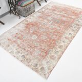 Tapis turc vintage shabby chic rouge pâle et bleu 5x9, 151x259 cm SK5619