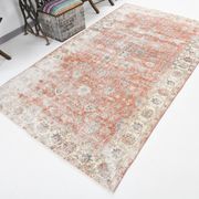 5x9 Pale Red & Blue Shabby Chic Vintage Turkish Rug, 151x259Cm SK5619