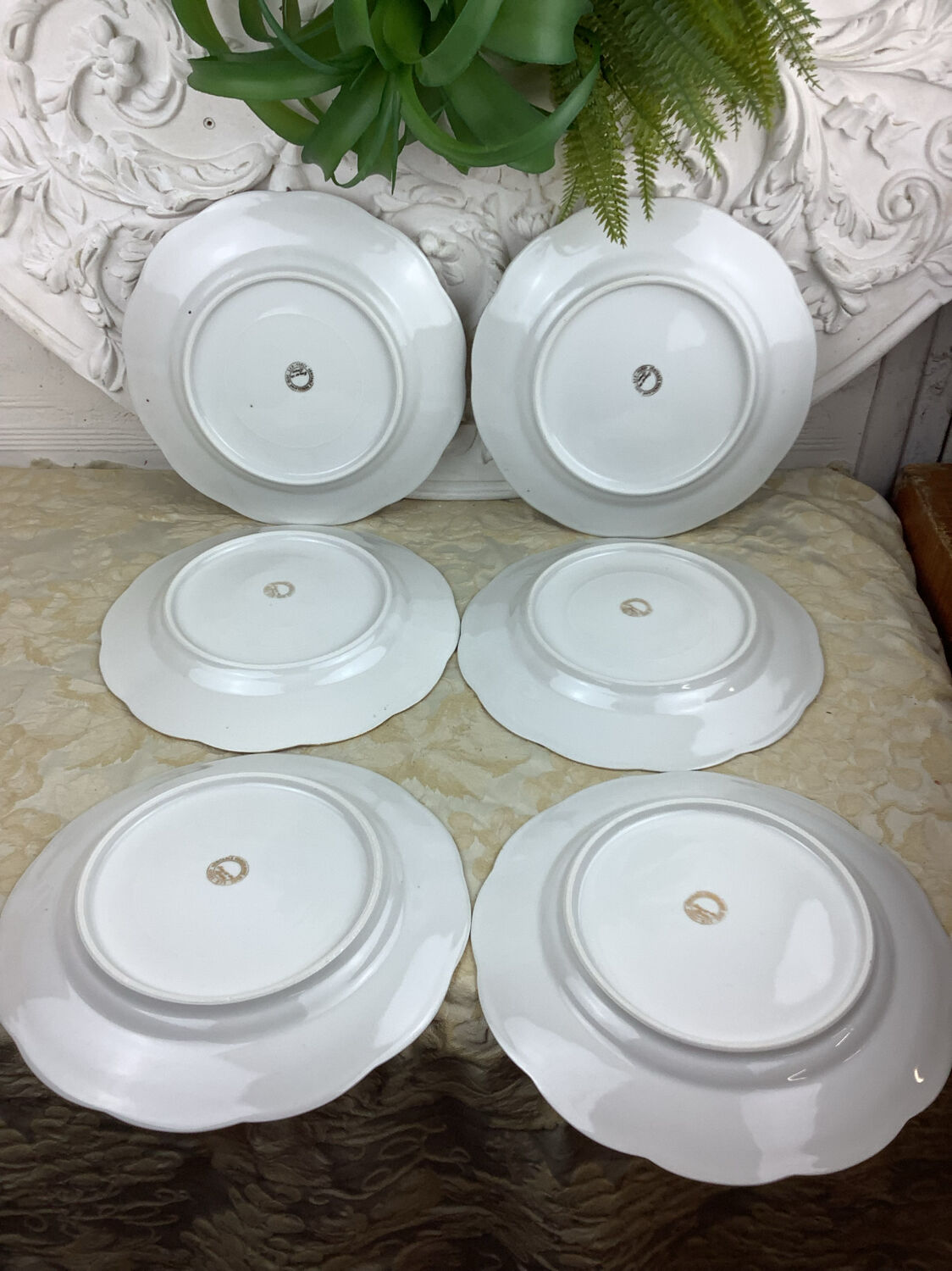 6 flat plates porcelain Limoges France