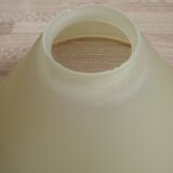 French Mid Century Colored Glass Hanging Shade With Gold Metal Rim 2