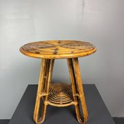 Mid-Century Italian pencil reed rattan side or occasional table, ca 1950s