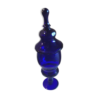 Bonbonnière  en verre bleue  cobalt