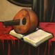 Nature morte italienne du XXe siècle avec instruments de musique