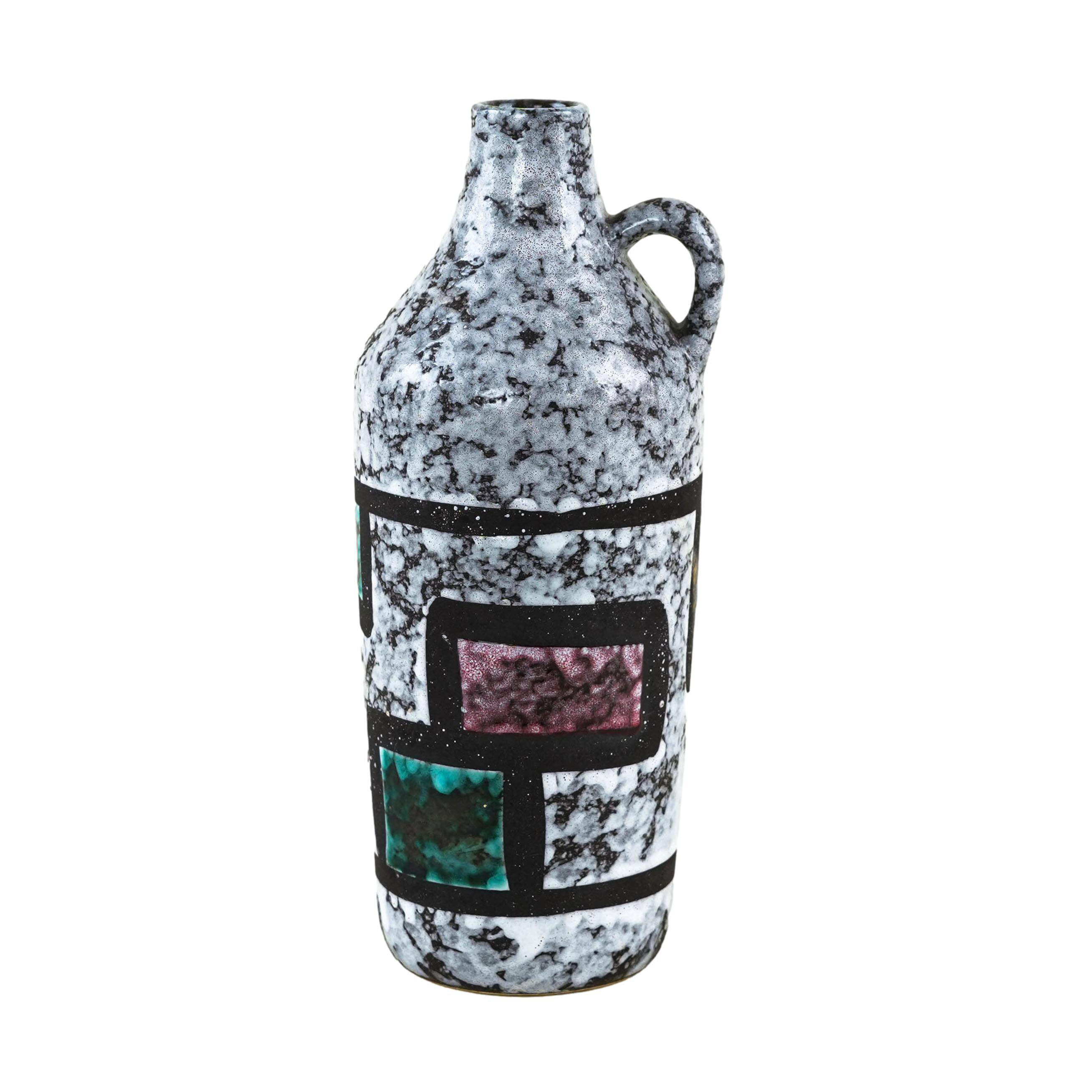 Ceramic vase with a handle, German design, 1960s, manufactured by Strehla