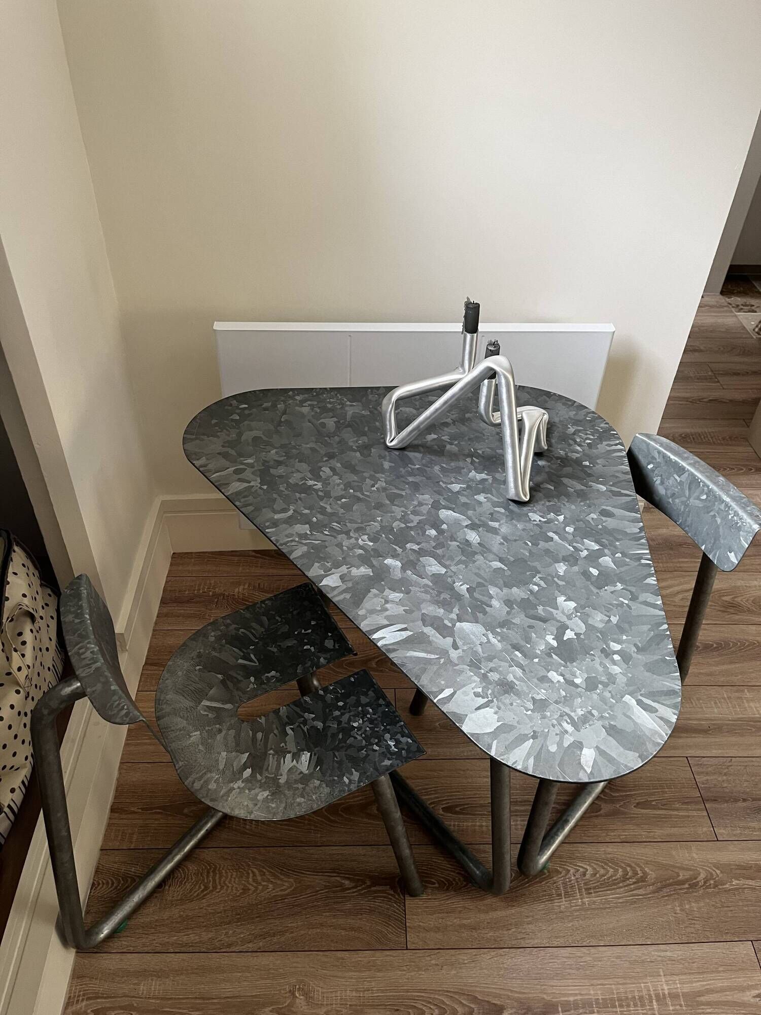 Set of a dining table and two chairs (vintage) purchased from a gallery.