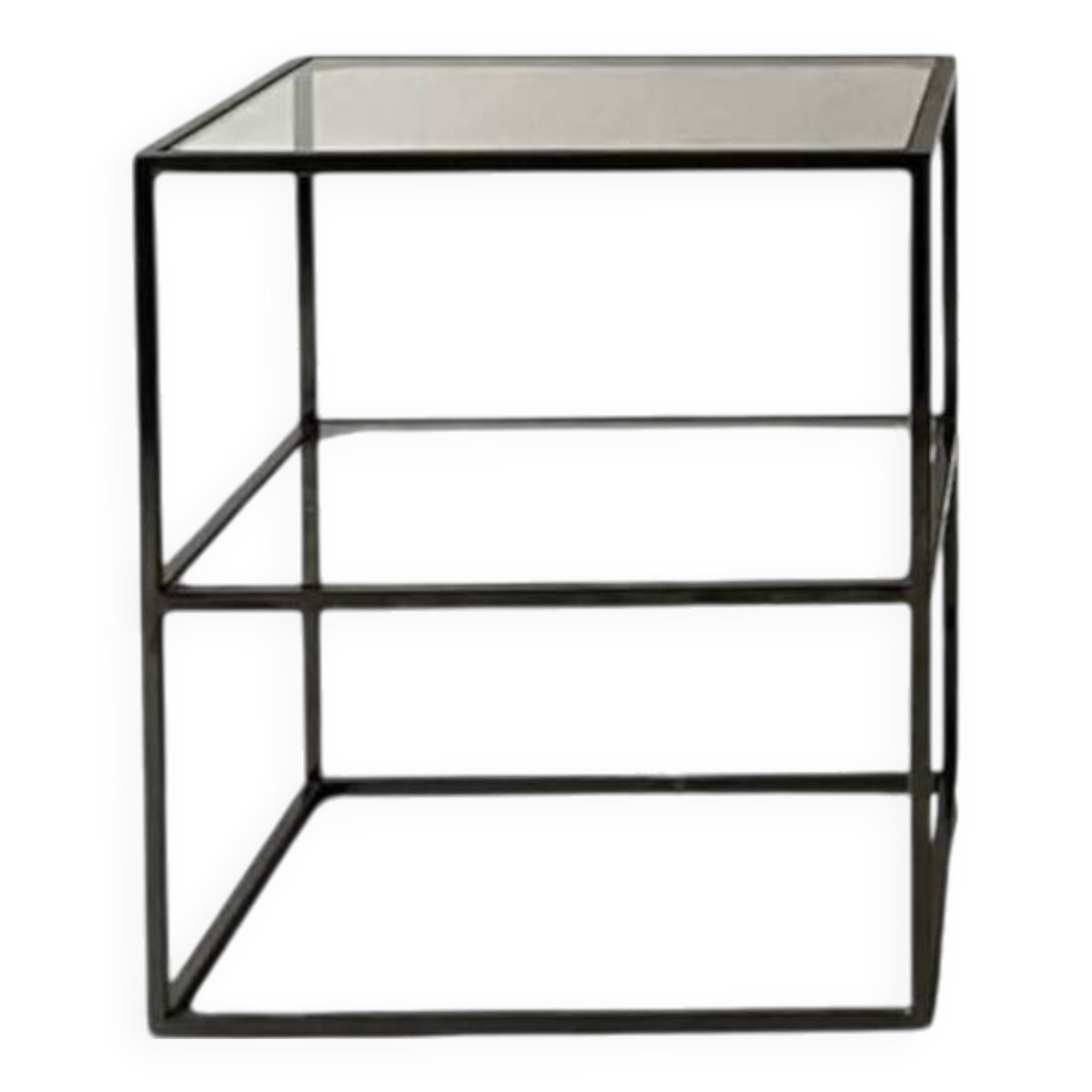 Vintage metal and glass bedside / side table, circa 1970 design