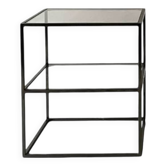 table chevet / d'appoint vintage en métal et verre, design circa 1970